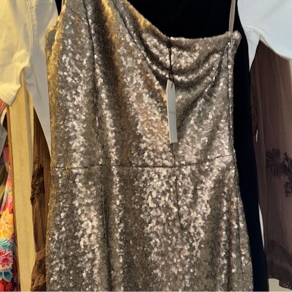 NWT DRESS THE POPULATION BELLA SEQUIN BRASS GOWN DRESS size Medium-Y3 - Picture 8 of 8